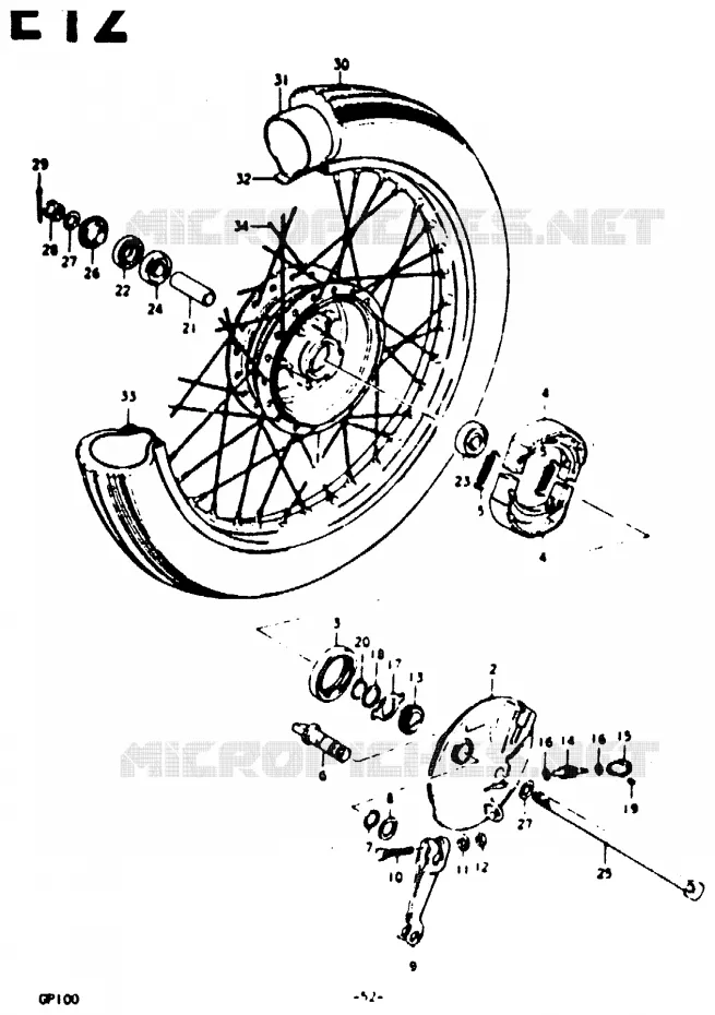 VOORWIEL (UC, UN) Suzuki MOTO 100 GP 1978  GP100UC(C/N)