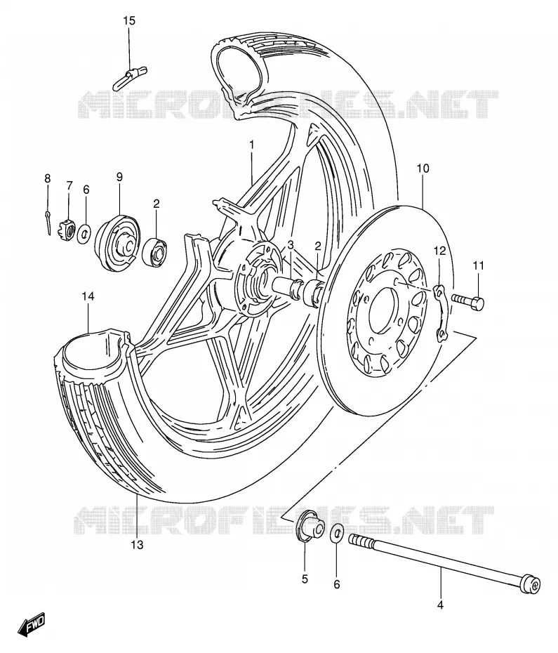 VOORWIEL (VOIR NOTE) Suzuki MOTO 125 GS 1990  GS125ESL(E1)