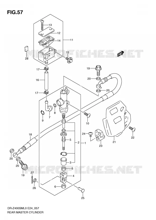ACHTER HOOFDREMCILINDER Suzuki MOTO 400 DR-Z 2010  DR-Z400SML0(E24)