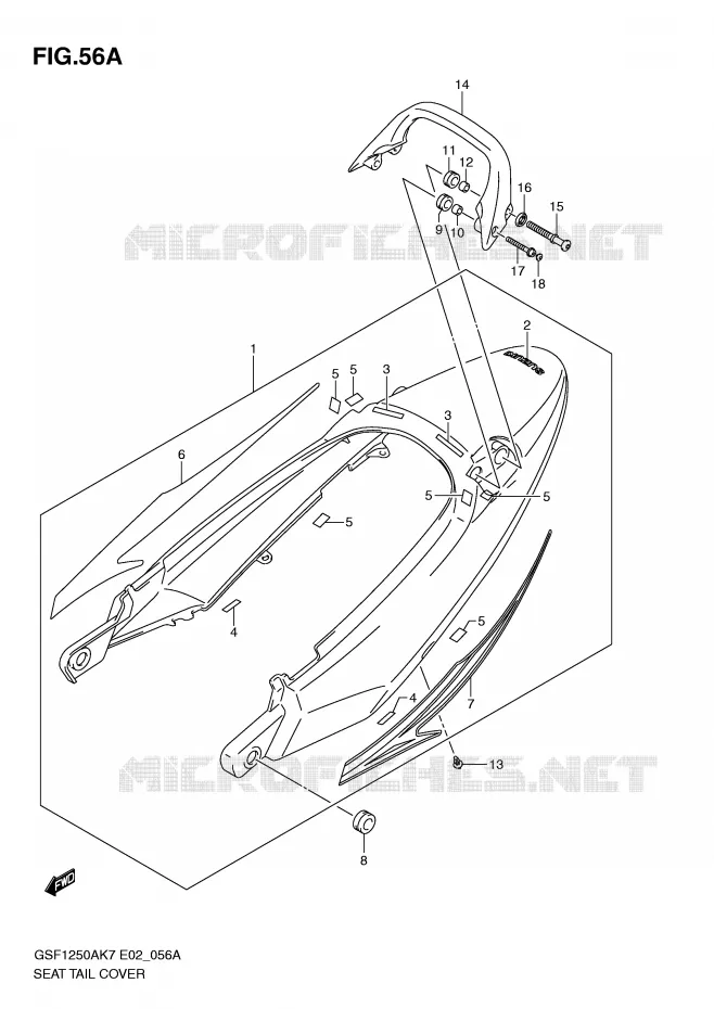 ACHTER KUIP - SEAT COWL (GSF1250SAZK9) Suzuki MOTO 1250 BANDIT-N 2008  GSF1250K8(E2)