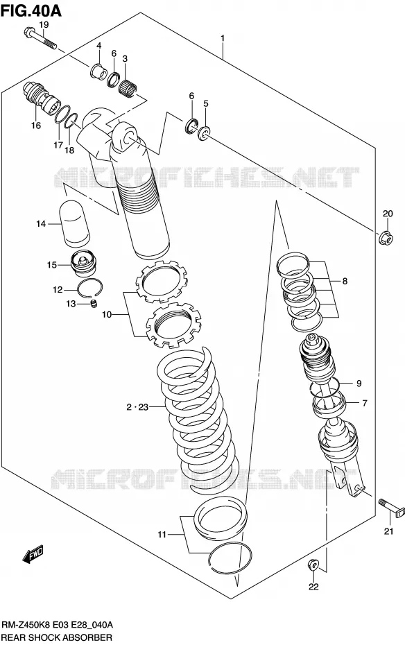 ACHTER SCHOKDEMPER (RM-Z450L0/L1) Suzuki MOTO 450 RM-Z 2010  RM-Z450L0(E3/E28)