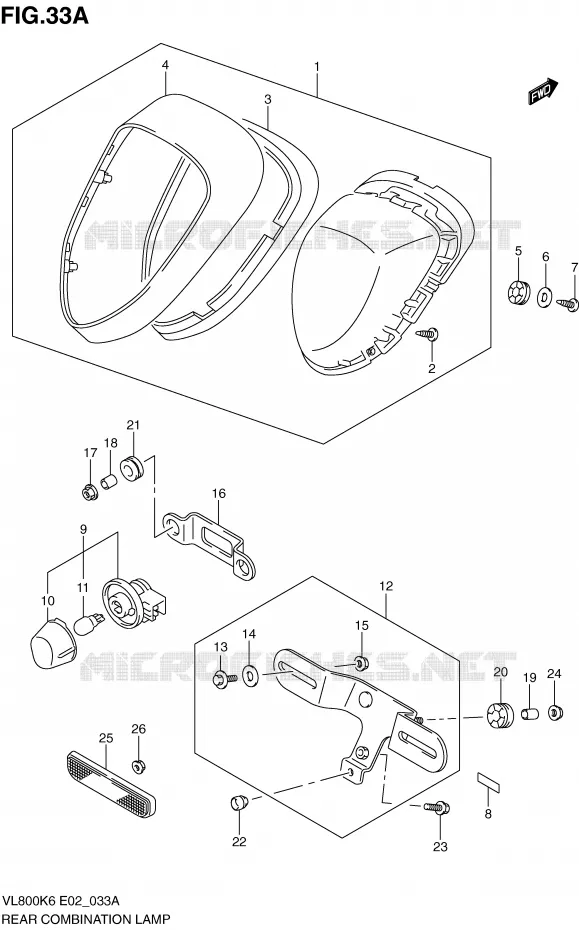 ACHTERLICHT (MODEL K9/L0) Suzuki MOTO 800 VOLUSIA 2008  VL800UEK8(E2)