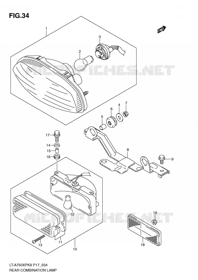 ACHTERLICHT (P17) Suzuki QUAD 750 KINGQUAD 2010  LT-A750XPL0(P17)