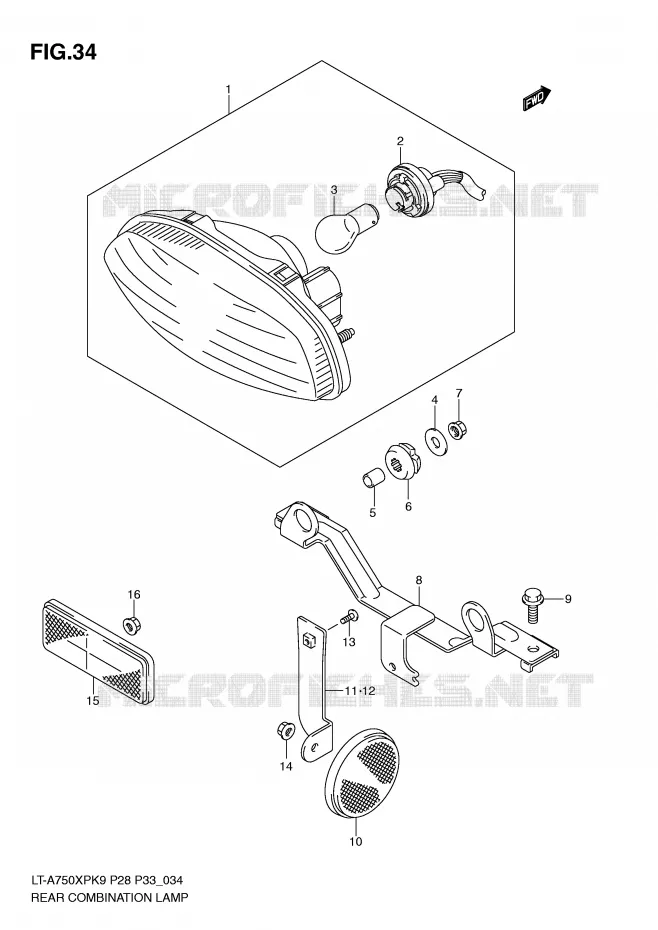 ACHTERLICHT (P28) Suzuki QUAD 750 KINGQUAD 2010  LT-A750XPL0(P28/P33)
