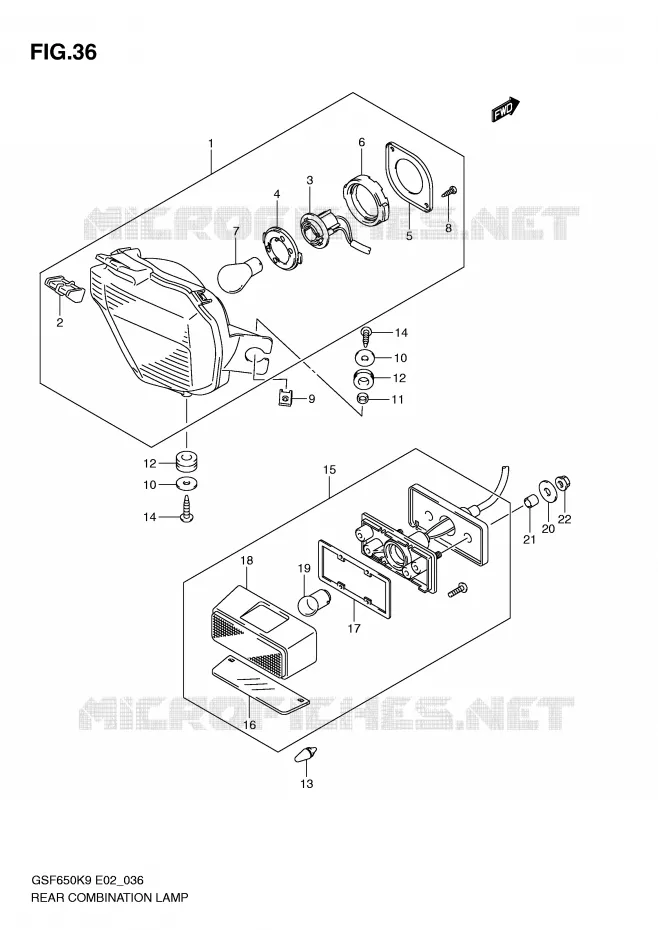 ACHTERLICHT Suzuki MOTO 650 BANDIT 2010  GSF650UAL0(E2)