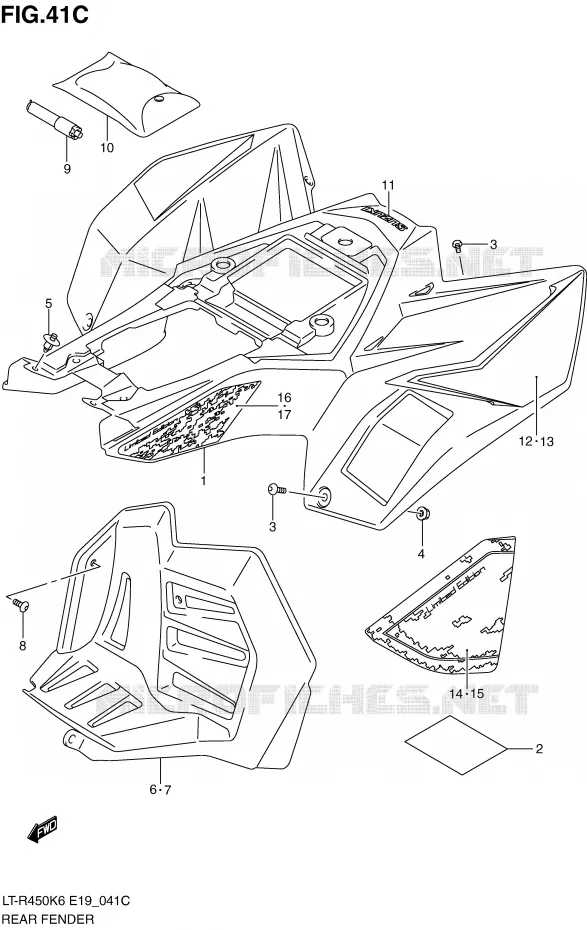 ACHTERSPATBORD (MODEL L0) Suzuki QUAD 450 QUADRACER 2008  LT-R450K8(E19)