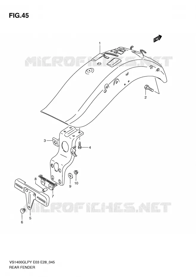 ACHTERSPATBORD (MODELE T) Suzuki MOTO 1400 INTRUDER 2000  VS1400GLPY(E3/E28)
