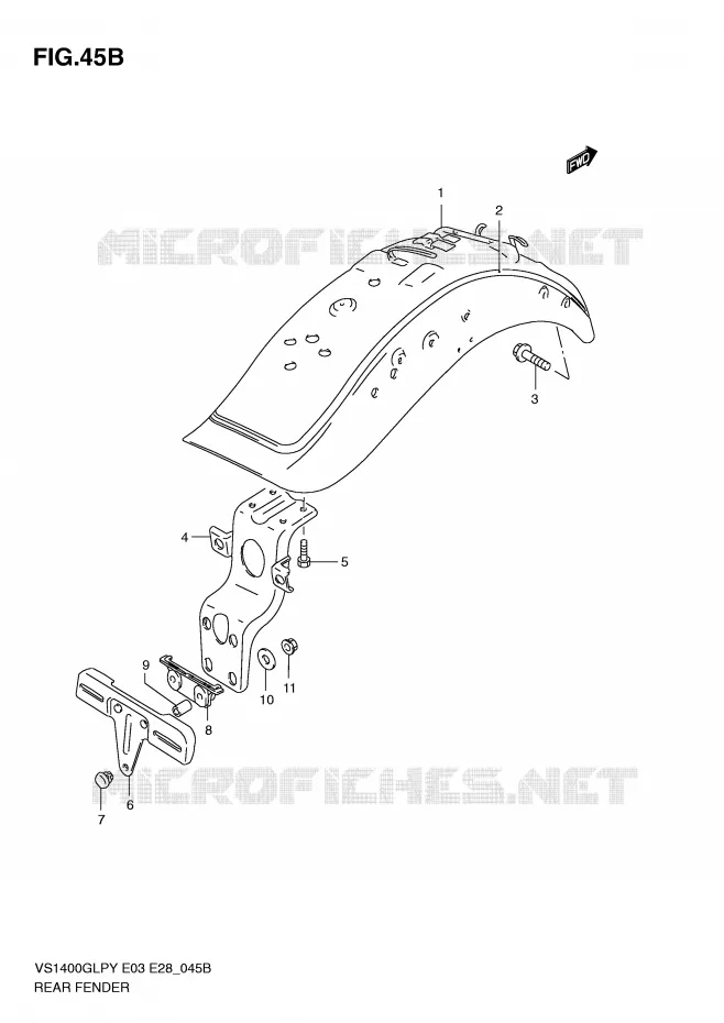 ACHTERSPATBORD (MODELE Y/K1/K2/K3) Suzuki MOTO 1400 INTRUDER 2000  VS1400GLPY(E3/E28)