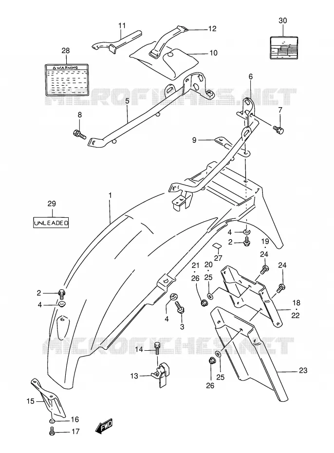 ACHTERSPATBORD (MODELE Y) Suzuki MOTO 500 GS-E 2000  GS500EY(E2)