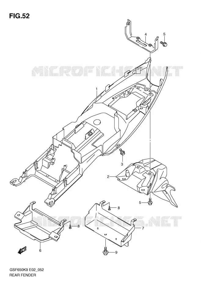 ACHTERSPATBORD Suzuki MOTO 650 BANDIT 2010  GSF650SUAL0(E2)