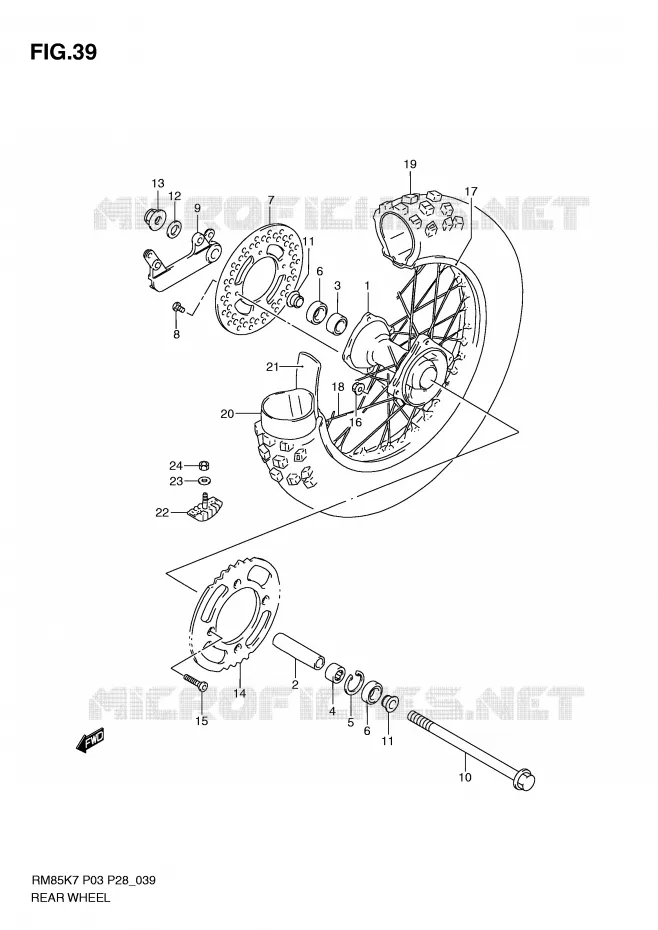 ACHTERWIEL (RM85LK7/LK8/LK9/LL0) Suzuki MOTO 85 RM 2007  RM85LK7(P3/P28)