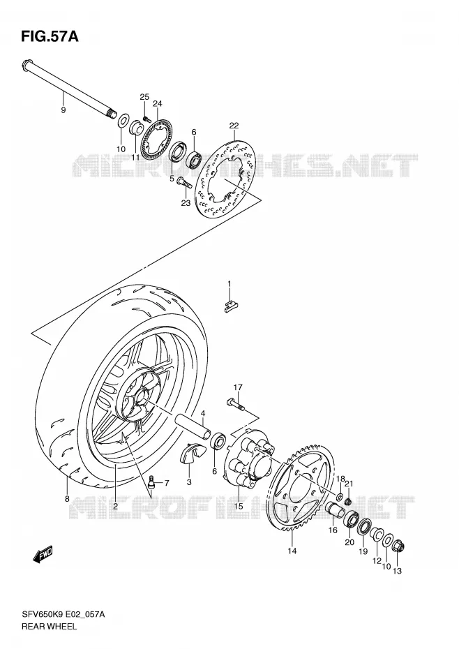 ACHTERWIEL (SFV650AK9/UAK9/AL0/UAL0) Suzuki MOTO 650 GLADIUS 2010  SFV650AL0(E2)