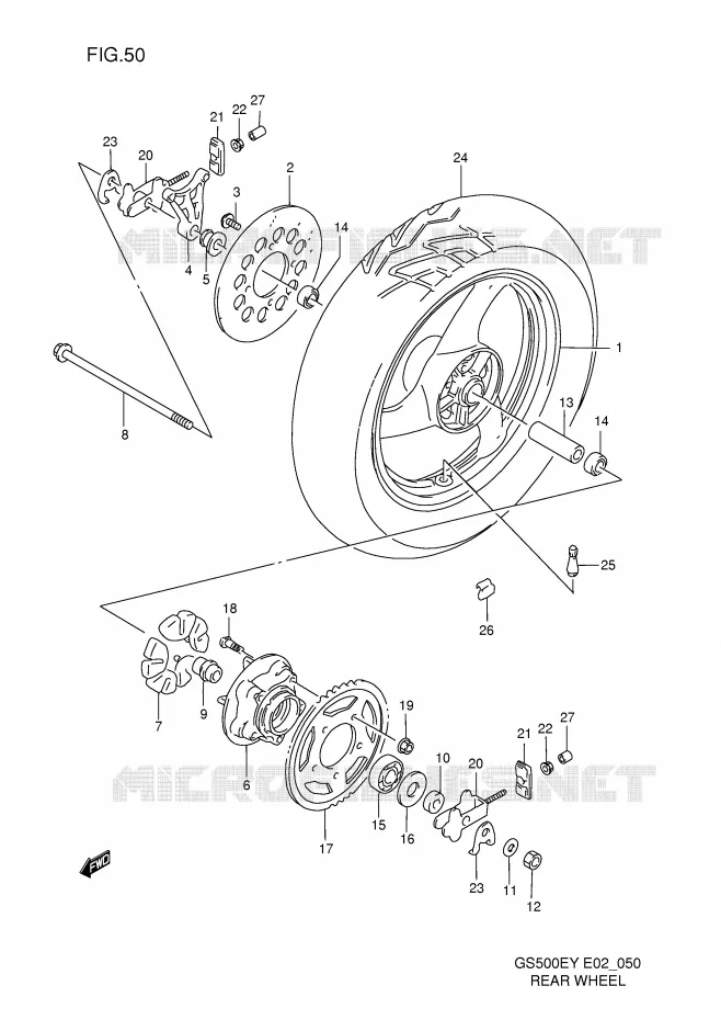 ACHTERWIEL Suzuki MOTO 500 GS-E 2000  GS500EY(E2)