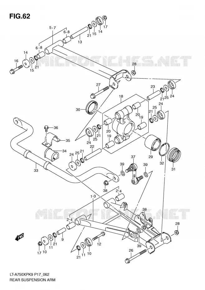 ACHTERWIELOPHANGING ARM Suzuki QUAD 750 KINGQUAD 2009  LT-A750XPZK9(P17)