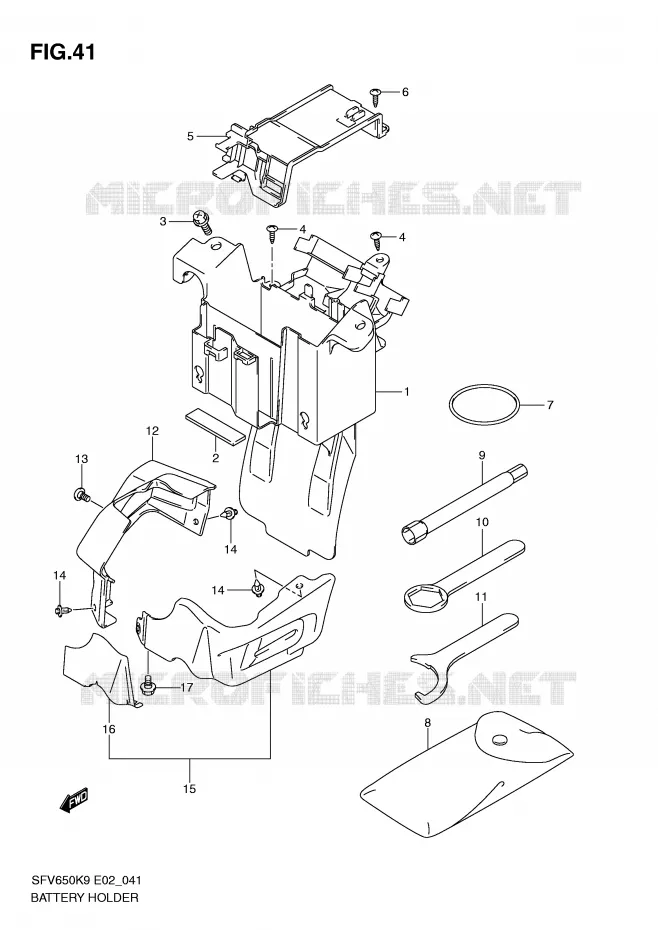 BATTERIJHOUDER Suzuki MOTO 650 GLADIUS 2010  SFV650UL0(E2)