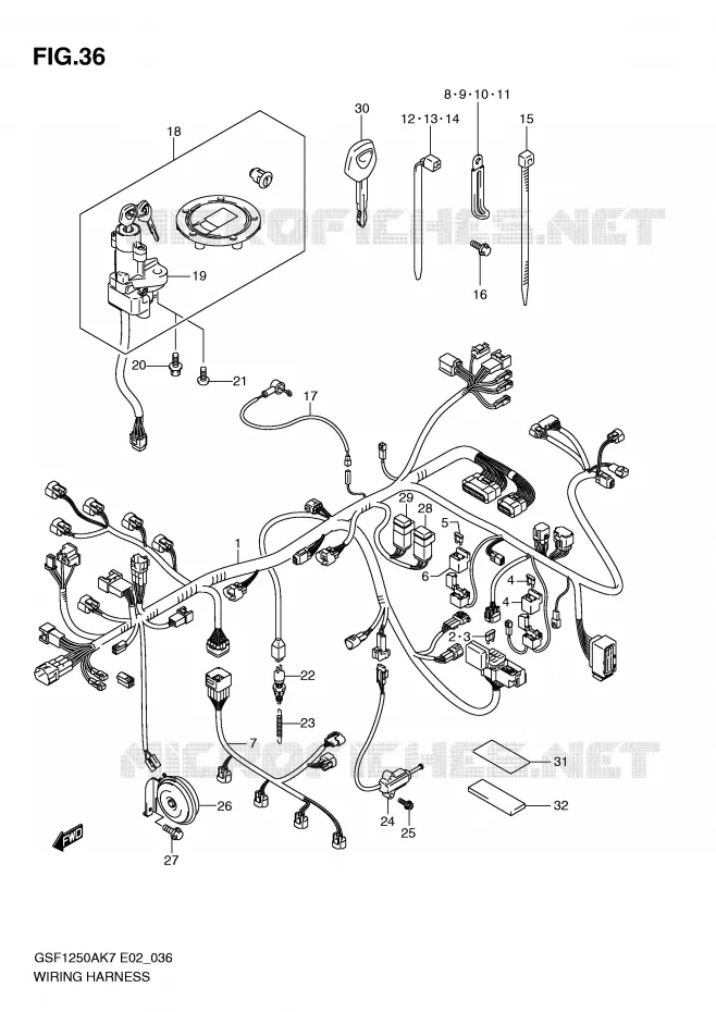 BEDRADING (GSF1250AK7/AK8/AK9) Suzuki MOTO 1250 BANDIT-S 2010  GSF1250SL0(E2)