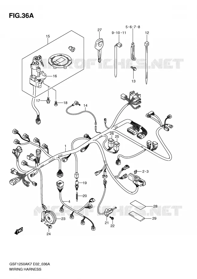 BEDRADING (GSF1250K7/K8/K9) Suzuki MOTO 1250 BANDIT-S 2008  GSF1250SAK8(E2)