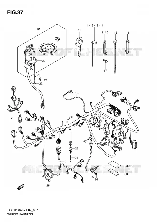 BEDRADING (GSF1250SAK7/SAK8/SAK9/SAZK9/SAL0) Suzuki MOTO 1250 BANDIT-S 2008  GSF1250SK8(E2)