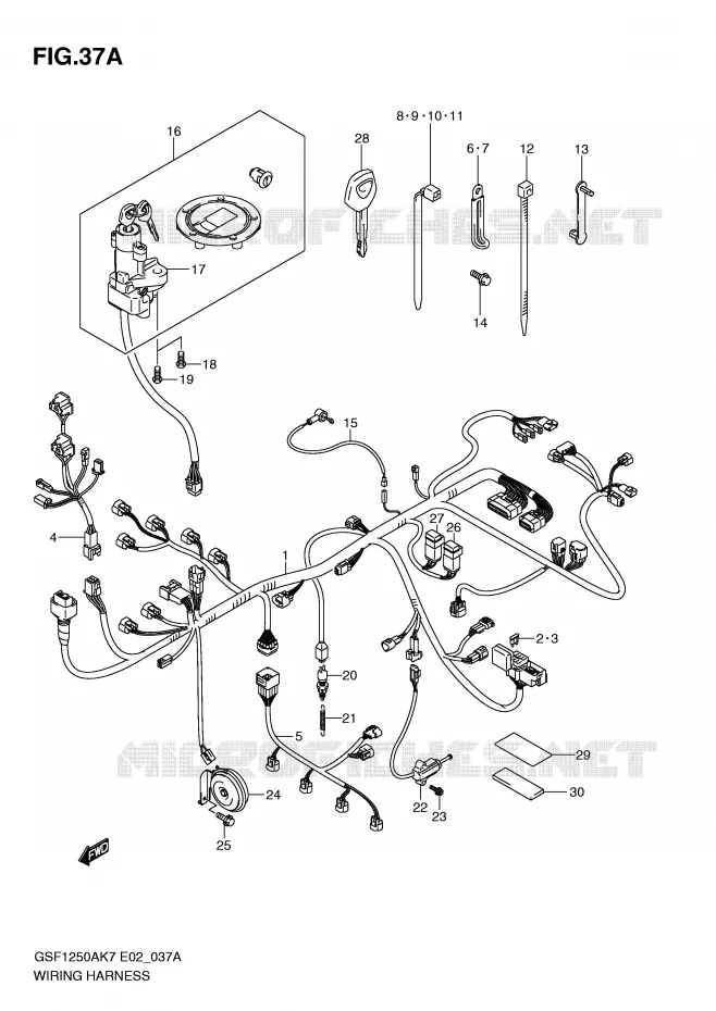 BEDRADING (GSF1250SK7/SK8/SK9/SL0) Suzuki MOTO 1250 BANDIT-N 2007  GSF1250K7(E2)