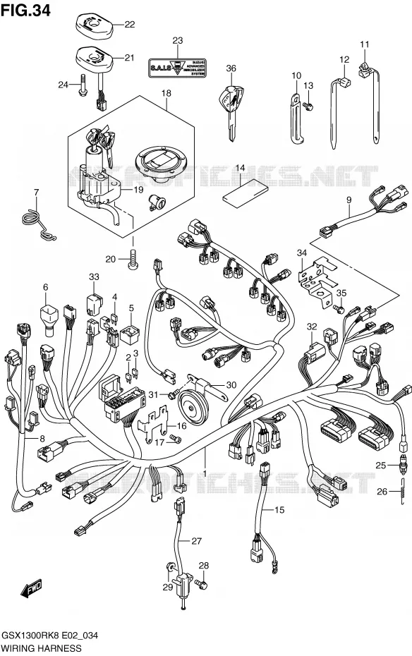 BEDRADING (SEE NOTE) Suzuki MOTO 1300 HAYABUSA 2009  GSX1300RK9(E2)