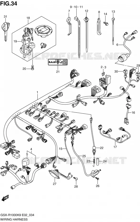 BEDRADING Suzuki MOTO 1000 GSX-R 2009  GSX-R1000K9(E2)