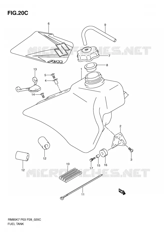 BENZINETANK (MODEL L0) Suzuki MOTO 85 RM 2010  RM85L0(P3/P28)