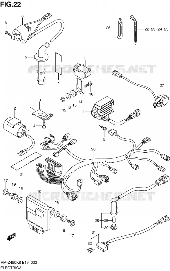 ELEKTRISCH (RM-Z450K8/K9) Suzuki MOTO 450 RM-Z 2011  RM-Z450L1(E19)