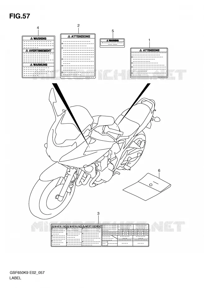ETIKET (MODEL K9) Suzuki MOTO 650 BANDIT 2009  GSF650SK9(E2)
