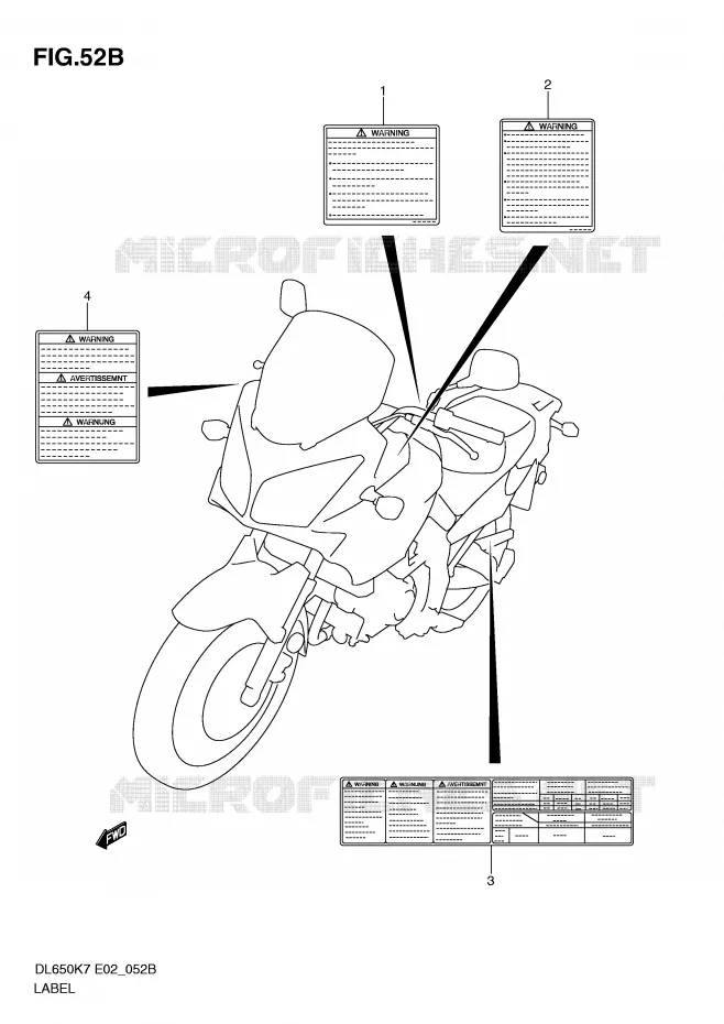 ETIKET (MODEL L0) Suzuki MOTO 650 V-STROM 2007  DL650AK7(E2)