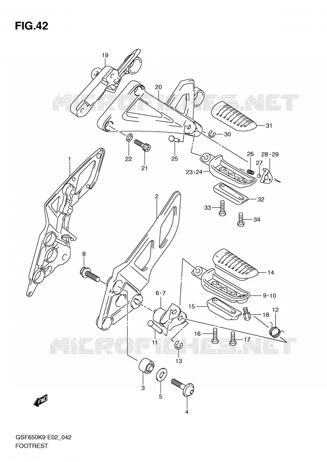 FOOTREST Suzuki MOTO 650 BANDIT 2009  GSF650SUK9(E2)