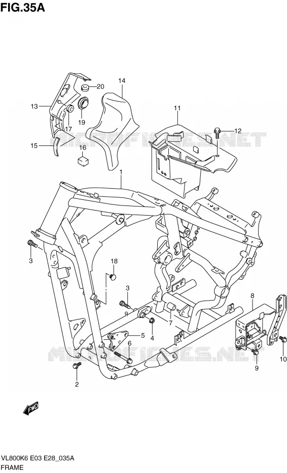 FRAME (MODEL K9/L0) Suzuki MOTO 800 VOLUSIA 2008  VL800CK8(E3/E28)