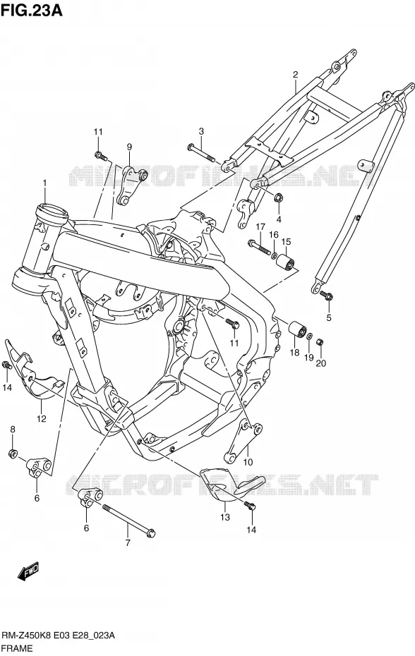 FRAME (RM-Z450L0) Suzuki MOTO 450 RM-Z 2008  RM-Z450K8(E3/E28)