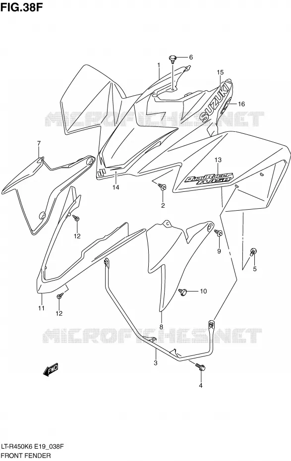 FRONT FENDER (LT-R450L0) Suzuki QUAD 450 QUADRACER 2009  LT-R450ZK9(E19)
