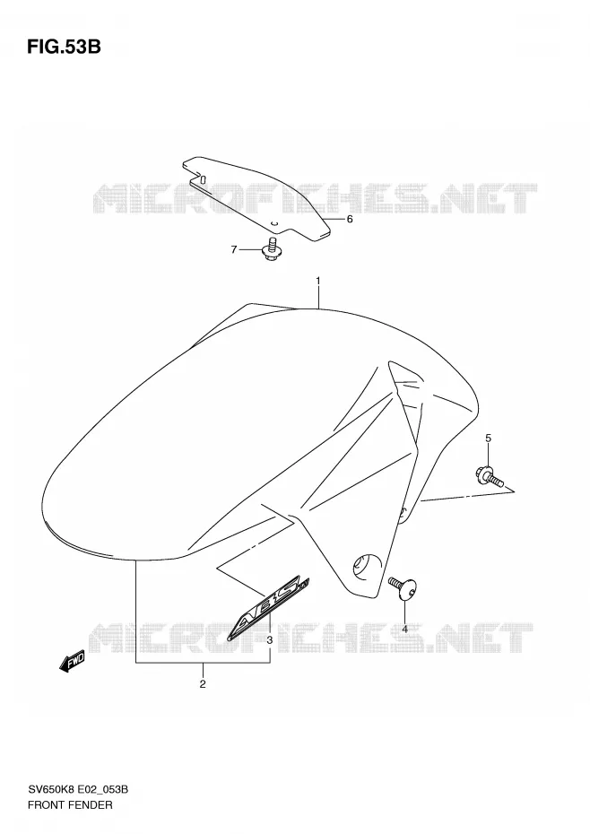 FRONT FENDER (MODEL L0) Suzuki MOTO 650 SV 2009  SV650SAK9(E2)