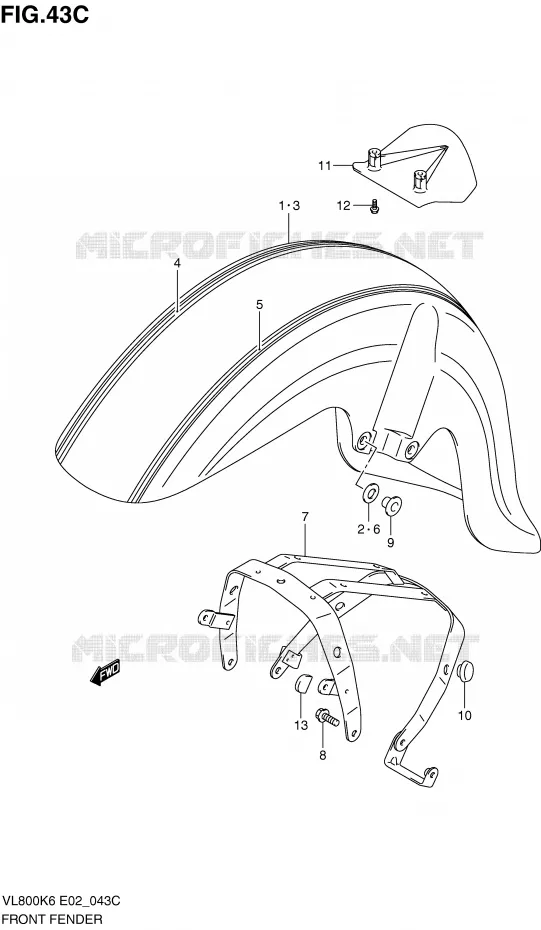 FRONT FENDER (MODEL L0) Suzuki MOTO 800 VOLUSIA 2009  VL800UEK9(E2)