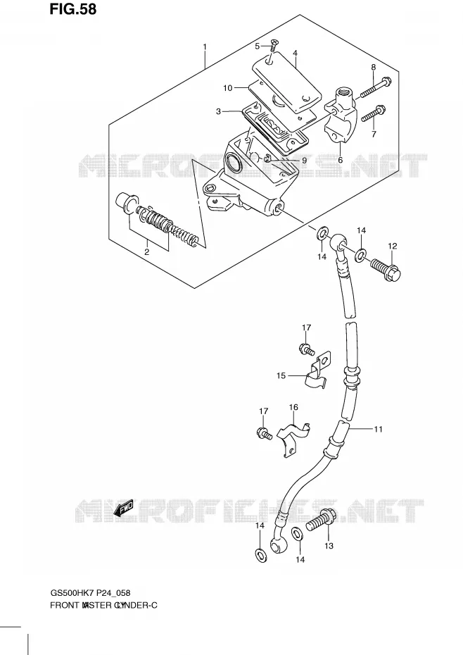 FRONT HOOFDREMCILINDER (GS500FH) Suzuki MOTO 500 GS-E 2010  GS500HL0(P24)