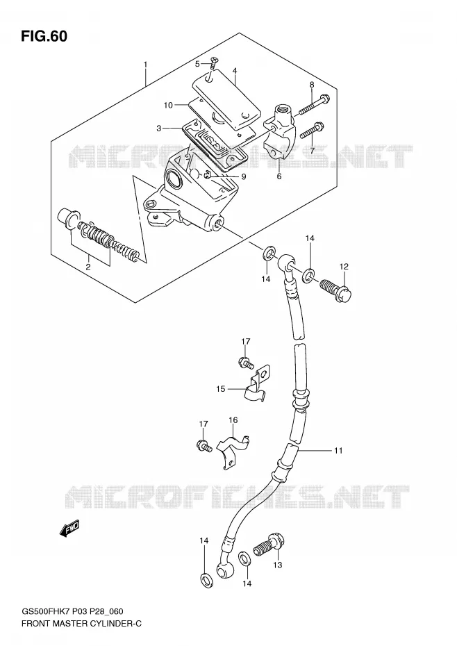 FRONT HOOFDREMCILINDER (GS500FH) Suzuki MOTO 500 GS-F 2009  GS500FHK9(P3)