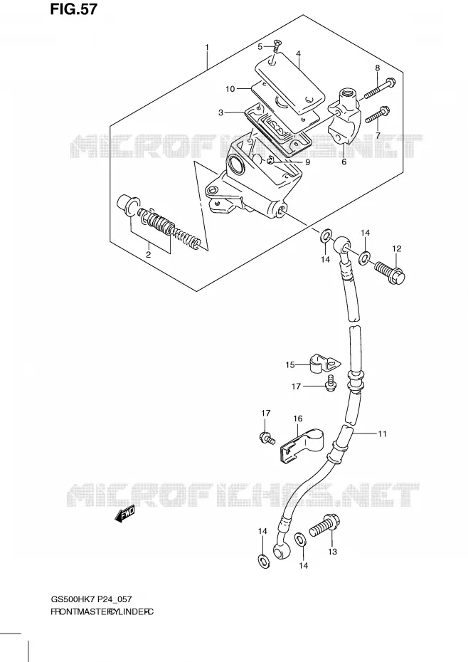 FRONT HOOFDREMCILINDER (GS500H) Suzuki MOTO 500 GS-E 2010  GS500HL0(P24)