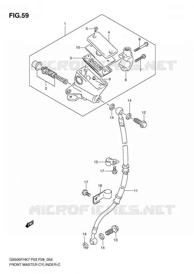 FRONT HOOFDREMCILINDER (GS500H) Suzuki MOTO 500 GS-F 2008  GS500FHK8(P3)