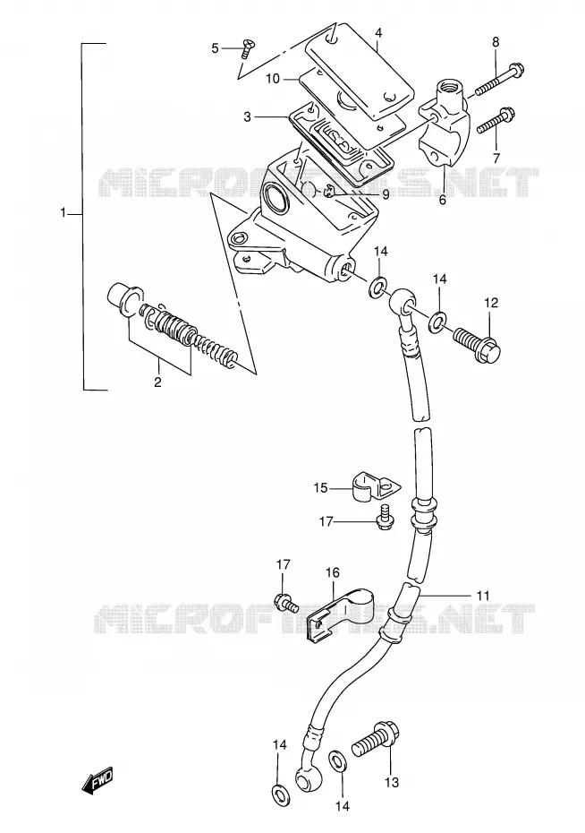 FRONT HOOFDREMCILINDER Suzuki MOTO 500 GS-E 1999  GS500EUX(E2)