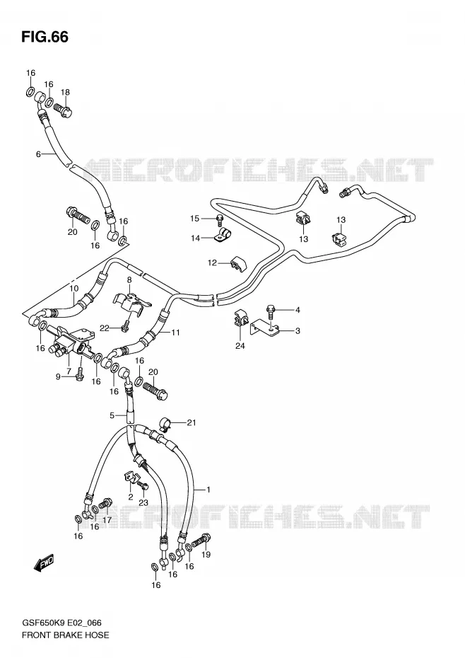 FRONT REMSLANG (GSF650AK9/SAK9/UAK9/SUAK9/AL0/SAL0/UAL0/SUAL0) Suzuki MOTO 650 BANDIT 2010  GSF650UAL0(E2)
