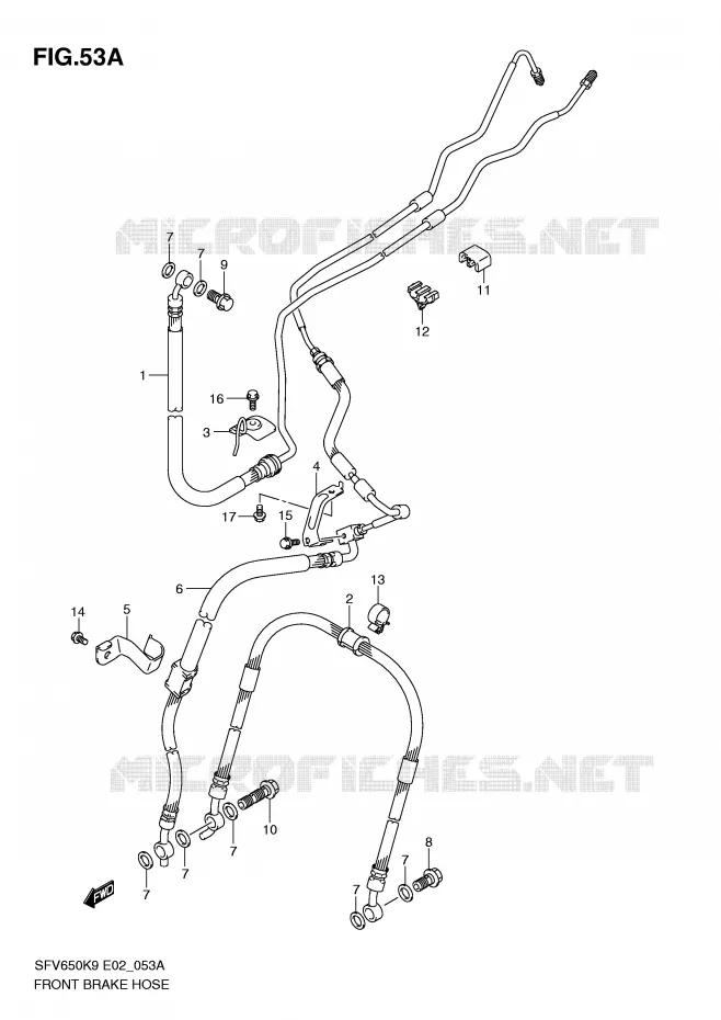 FRONT REMSLANG(SFV650AK9/UAK9/AL0/UAL0) Suzuki MOTO 650 GLADIUS 2010  SFV650UL0(E2)