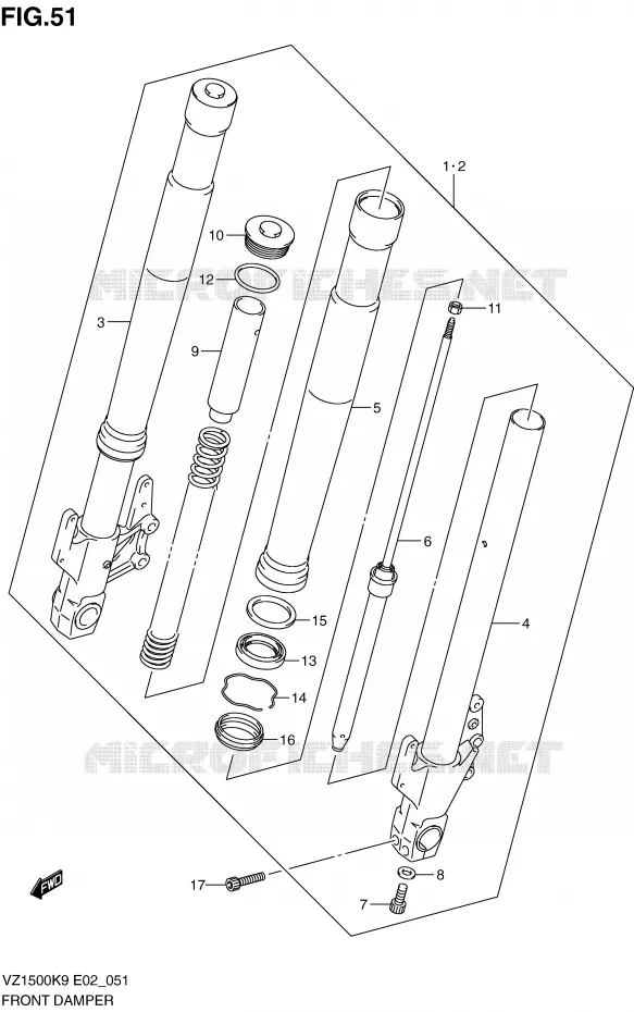 FRONT SCHOKDEMPER Suzuki MOTO 1500 MARAUDER-M90 2009  VZ1500K9(E2)