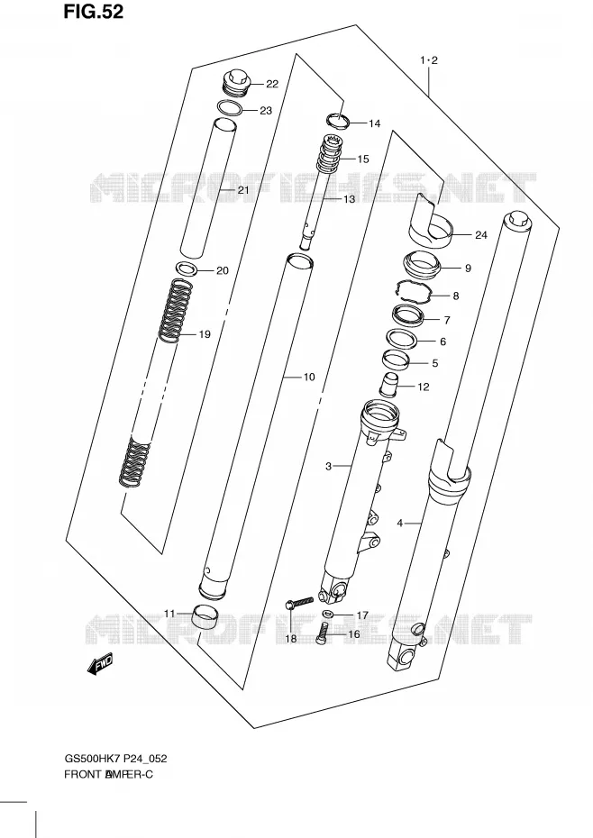 FRONT SCHOKDEMPER Suzuki MOTO 500 GS-F 2008  GS500FHK8(P24)