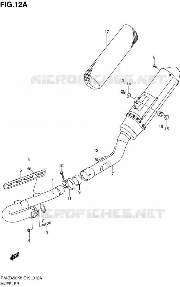 GELUIDDEMPER (RM-Z450L0) Suzuki MOTO 450 RM-Z 2008  RM-Z450K8(E19)