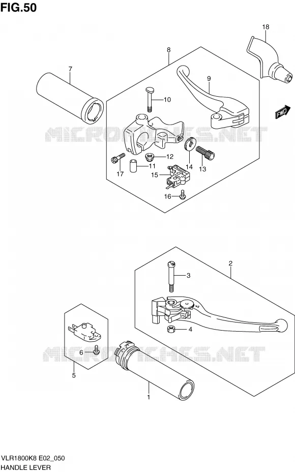 HANDGRIPS - LEVERS Suzuki MOTO 1800 BOULEVARD 2008  VLR1800U2K8(E2)