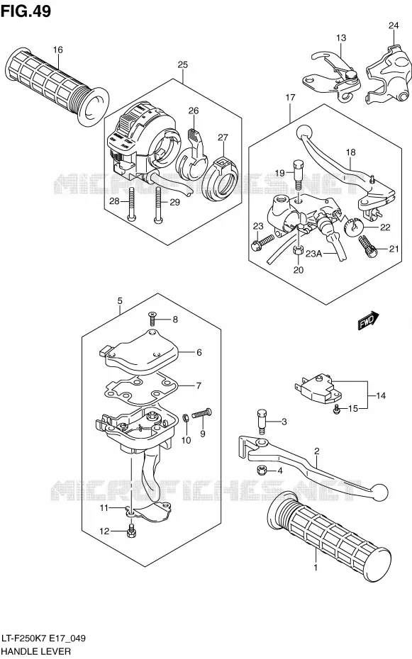HANDGRIPS - LEVERS Suzuki QUAD 250 OZARK 2010  LT-F250L0(E17)