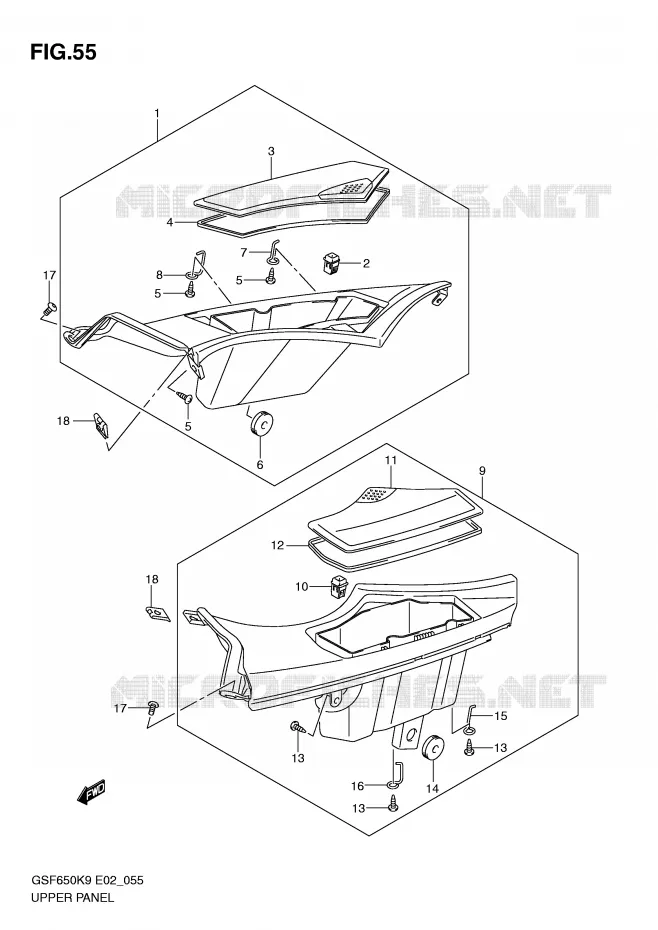 HANDSCHOENENKASTJE (WITH COWLING) Suzuki MOTO 650 BANDIT 2010  GSF650SAL0(E2)