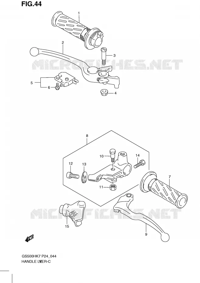 HEFBOMEN - HANDGRIPS (MODEL K7/K8/K9) Suzuki MOTO 500 GS-F 2008  GS500FHK8(P24)