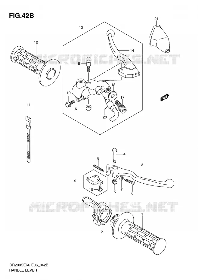 HEFBOMEN - HANDGRIPS (MODEL L0 E6) Suzuki MOTO 200 DR 2009  DR200SEK9(E6)